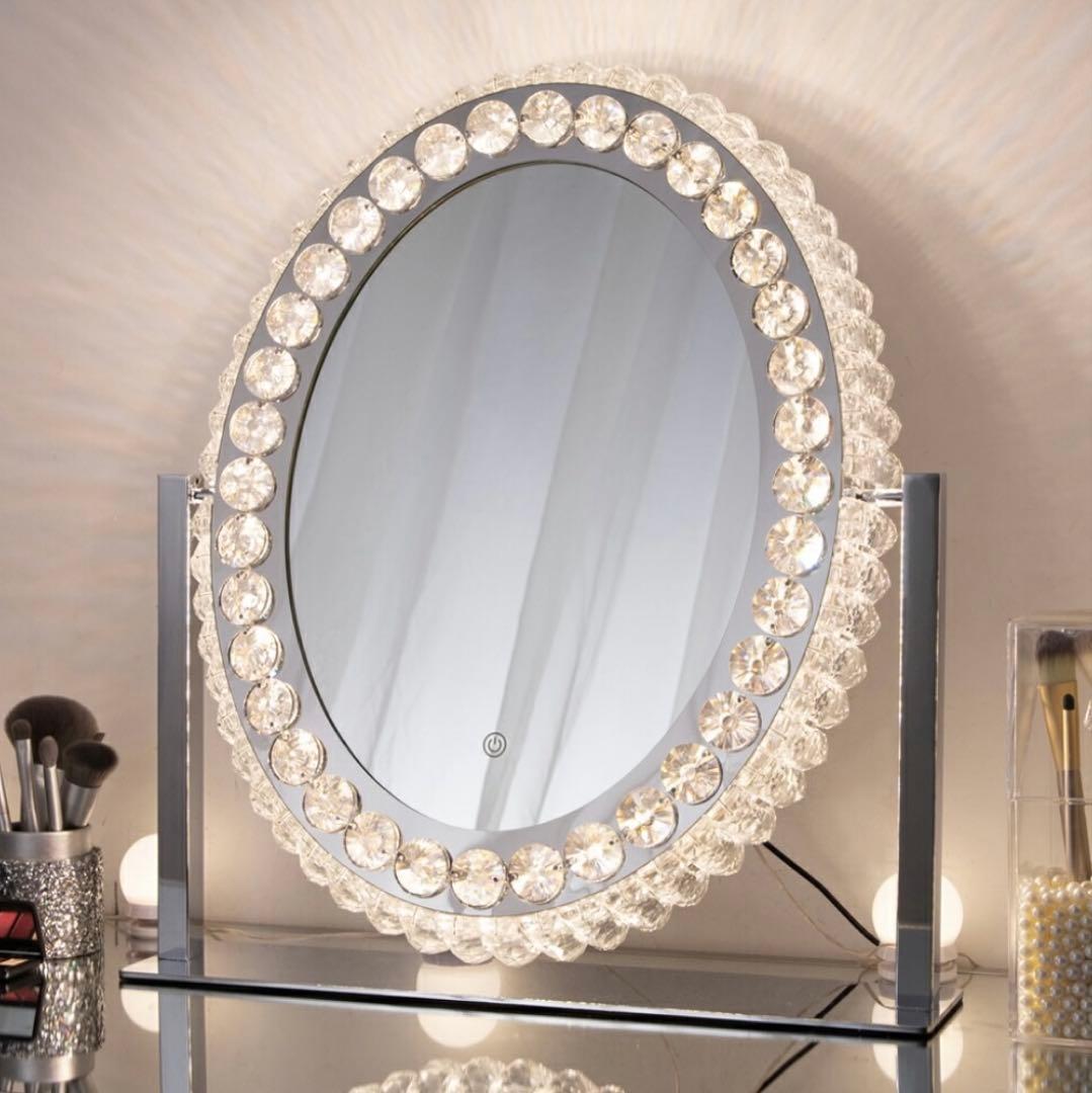 美品　女優ミラー鏡ドレッサーLEDライト付き クリスタル　francfranc風