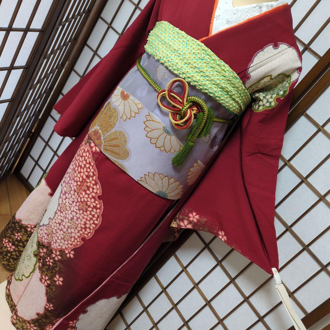 カリメルアロス身丈164センチ　振袖帯セット　正絹