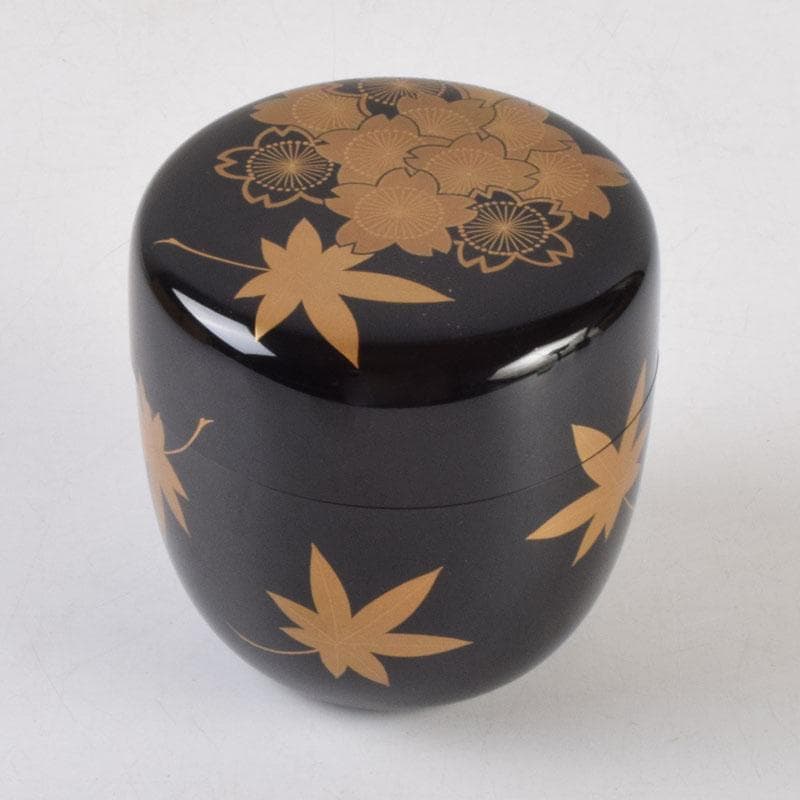 茶道具　黒塗　春秋蒔絵　棗　時代箱　V　8762