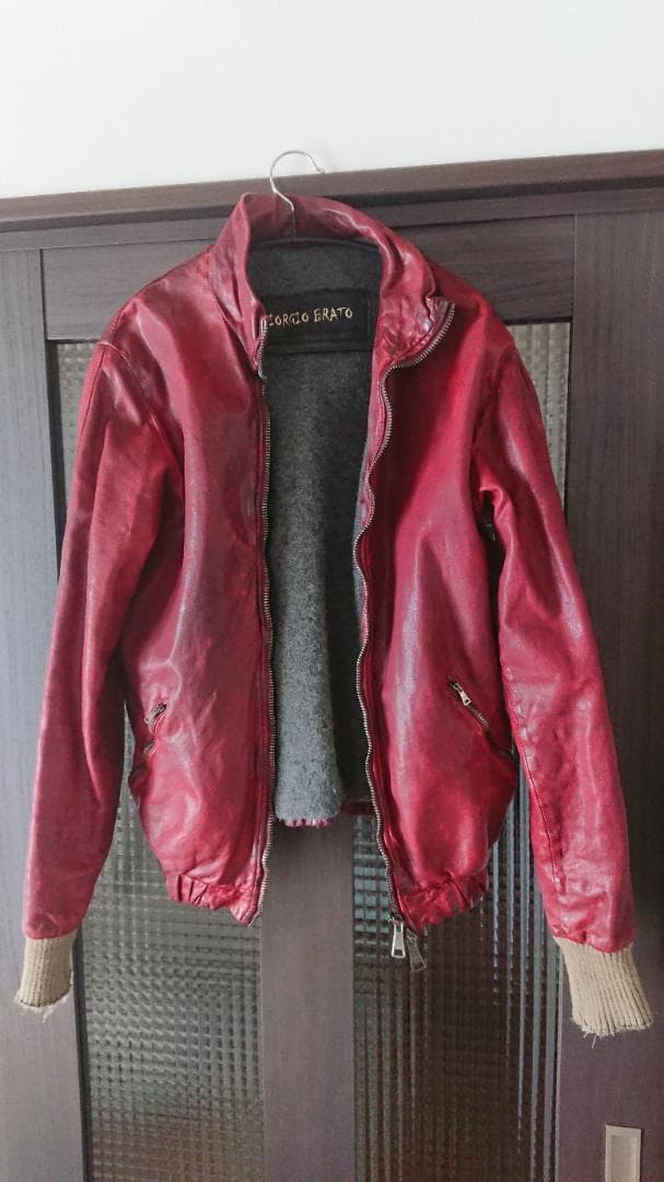 Giorgio Brato 赤 レザー シングルライダースジャケット