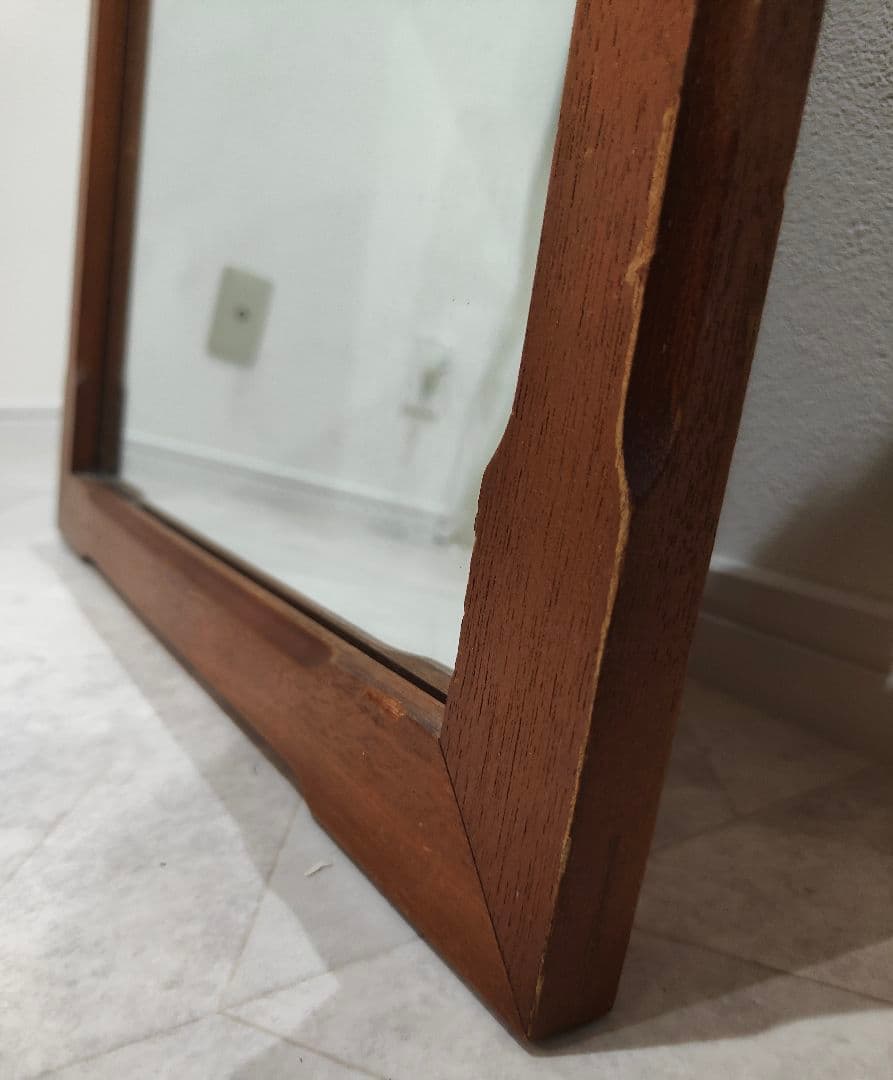 木製フレーム 全身鏡 大きめ アンティーク