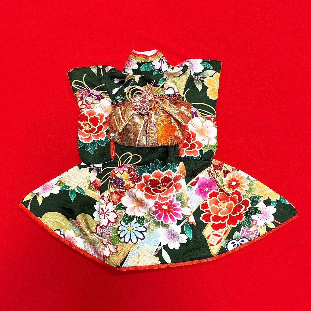 即納✨犬の着物 大振袖 2way お引き摺り取り外し可能 S 正絹 犬服