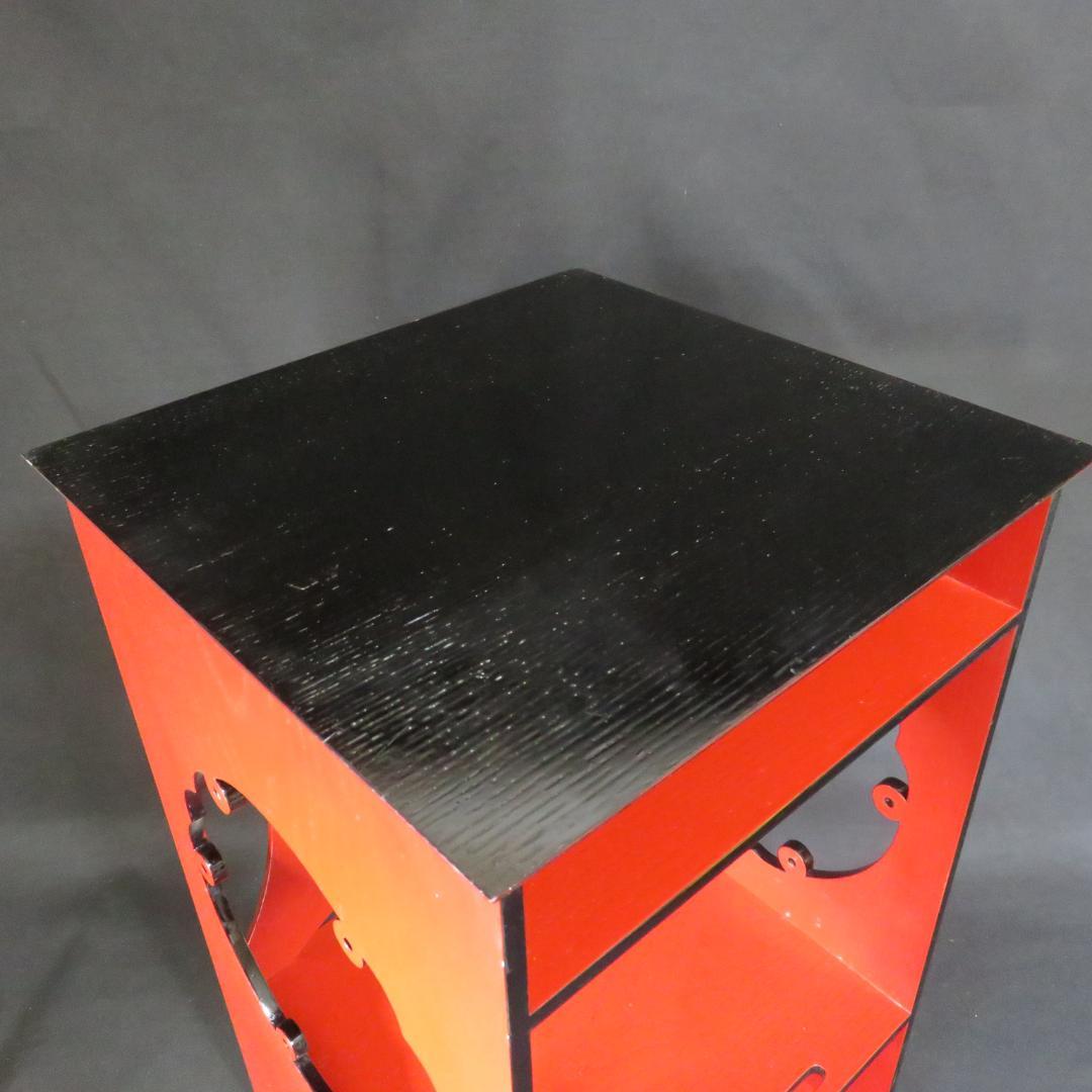 茶棚 朱塗 爪黒 雪輪棚 茶道具 漆器 飾り棚 漆塗 木製