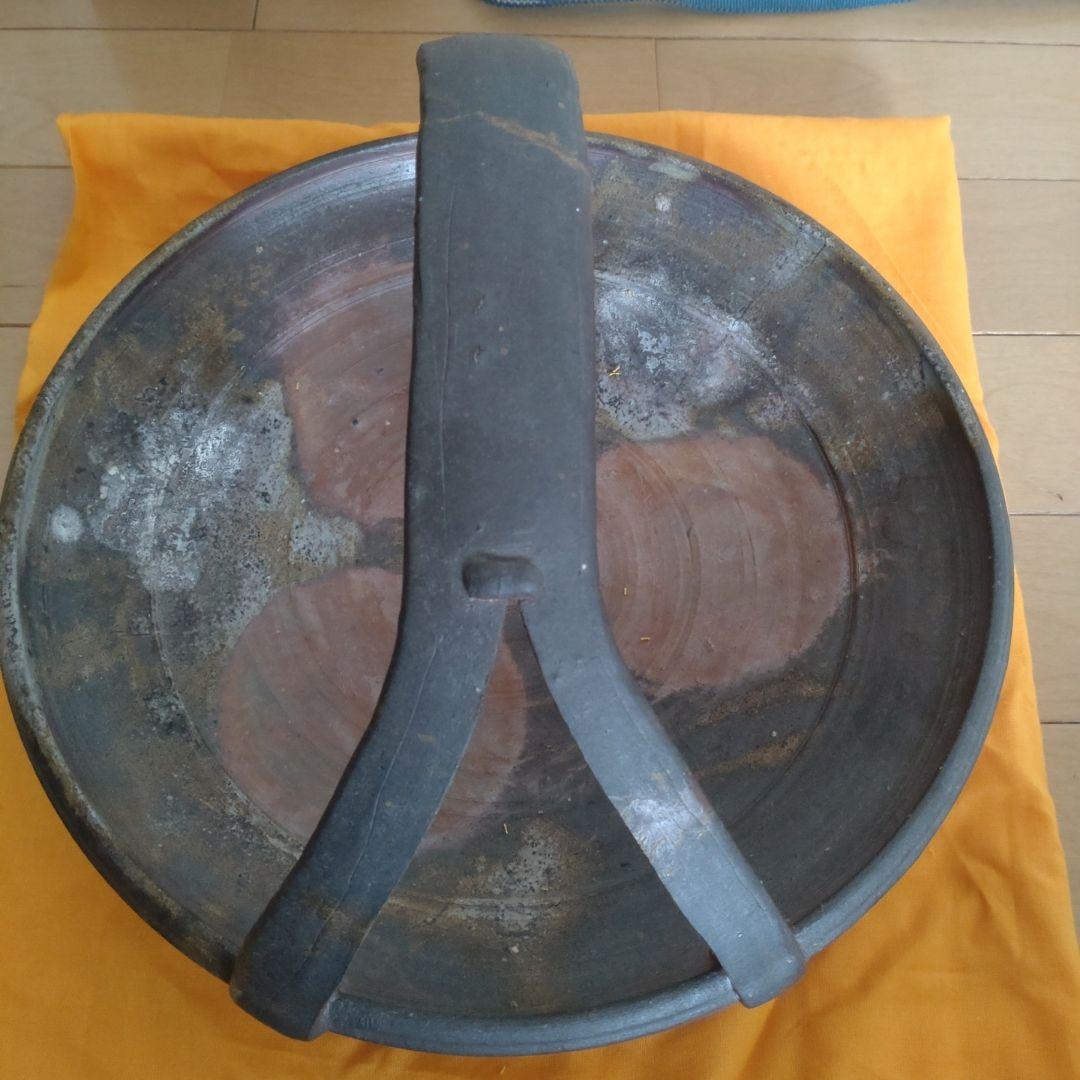 35・備前焼　手鉢　小川秀藏　未使用　新品　菓子受け　大皿　共箱あり　陶歴あり