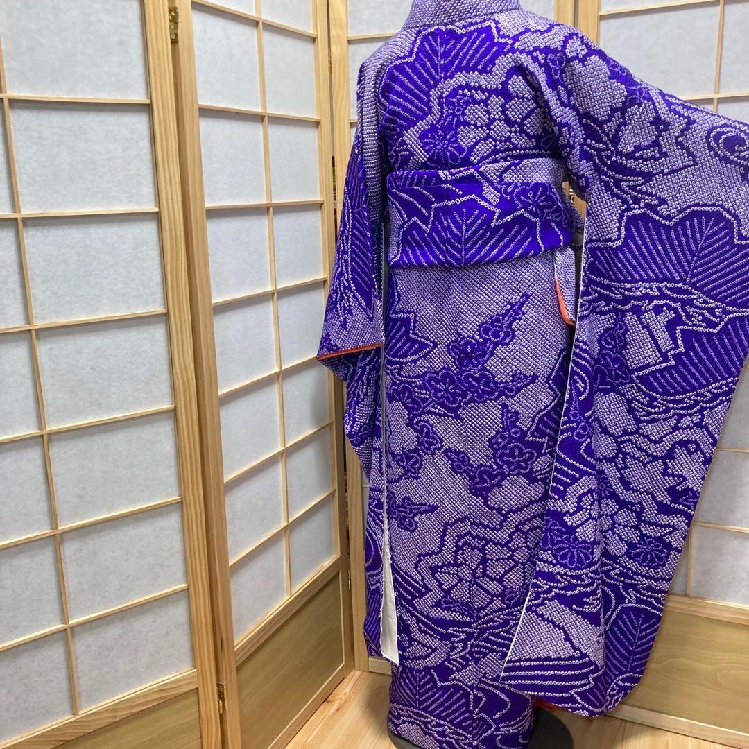 ［9166］振袖 4点セット 総絞り 成人式 着物 袷 正絹 卒業式 紫 逸品