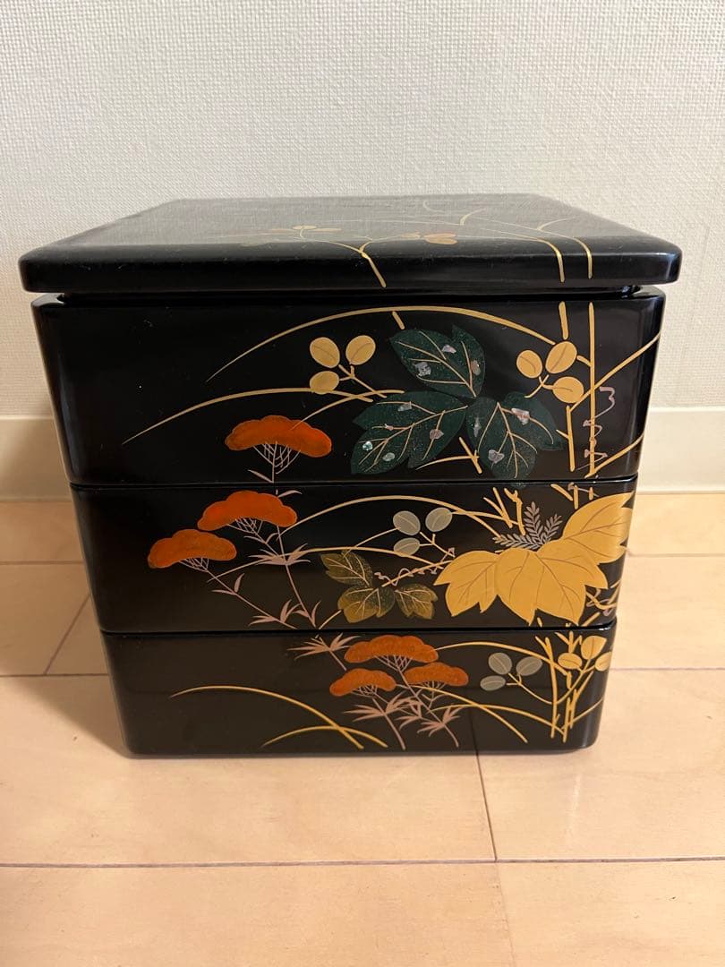 【美品】輪島塗　漆器　お重箱　三段