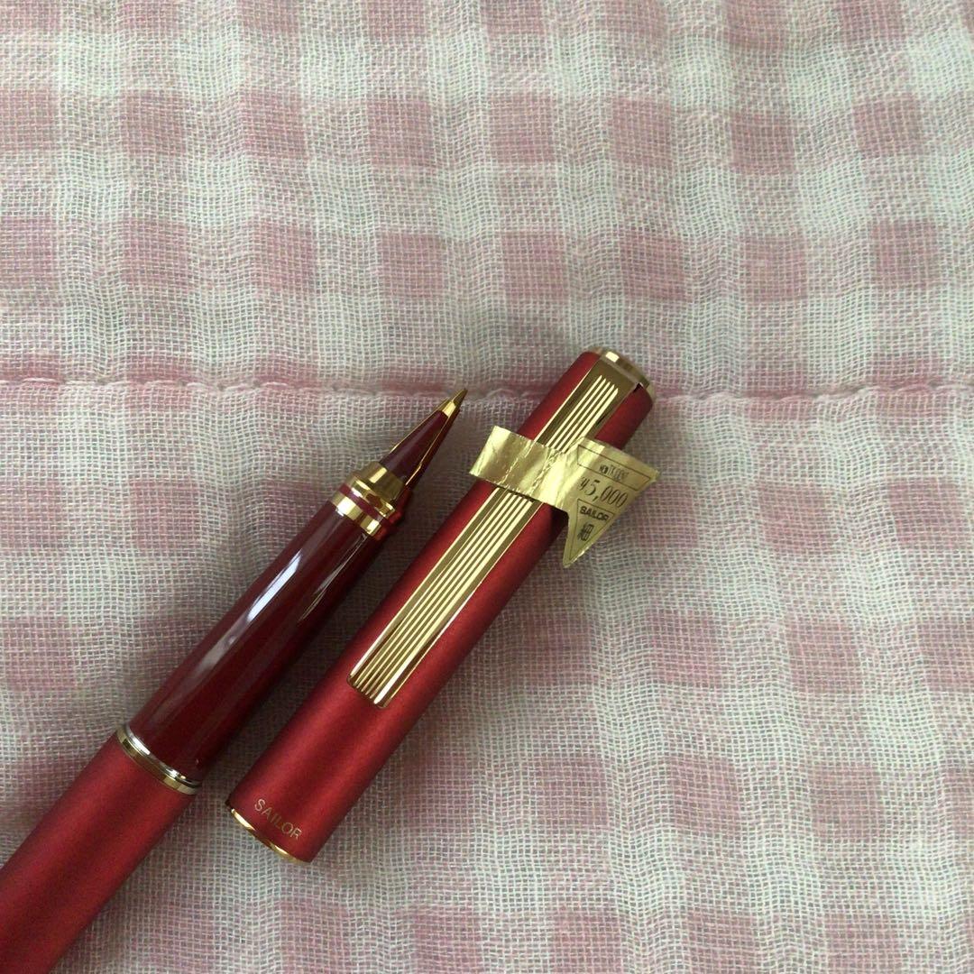 セーラー 万年筆 トライデント ヘアライン 全方向筆記 赤 細字 廃盤