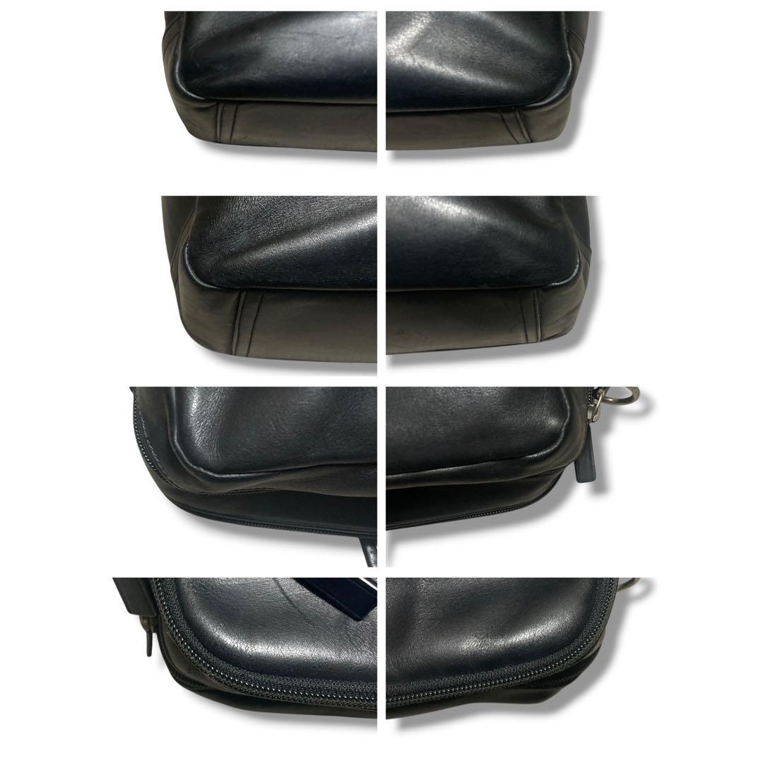 美品　コーチ　ビジネスバッグ　2way　A4収納可　エンボス　レザー　ブラック