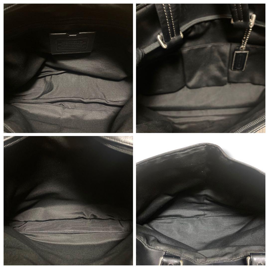 美品　コーチ　ビジネスバッグ　2way　A4収納可　エンボス　レザー　ブラック