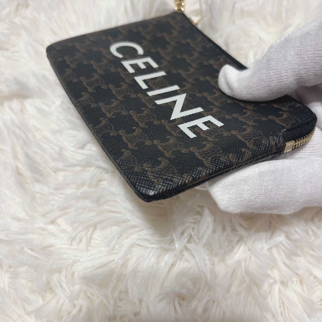 ルイ様 鑑定済・美品セリーヌ　トリオンフ　ロゴ　フック付き　ケース　PVC