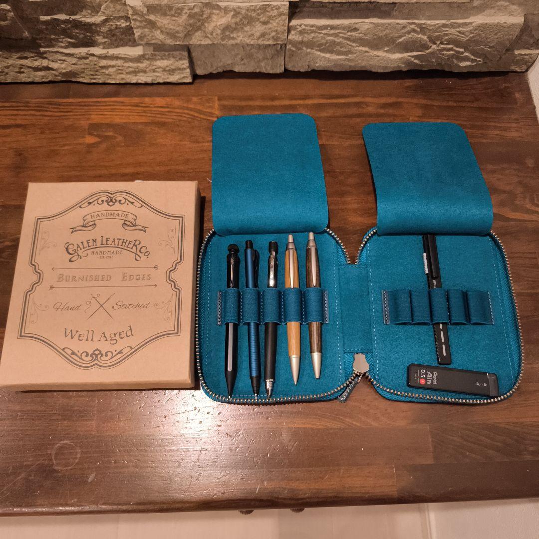 ガレンレザー 10本差し ペンケース クレイジーホースオーシャンブルー