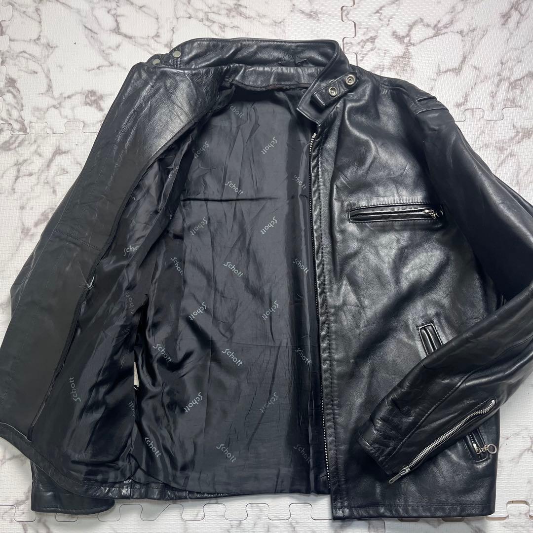 【米国製】schott シングルライダース レザー 40size 641 黒