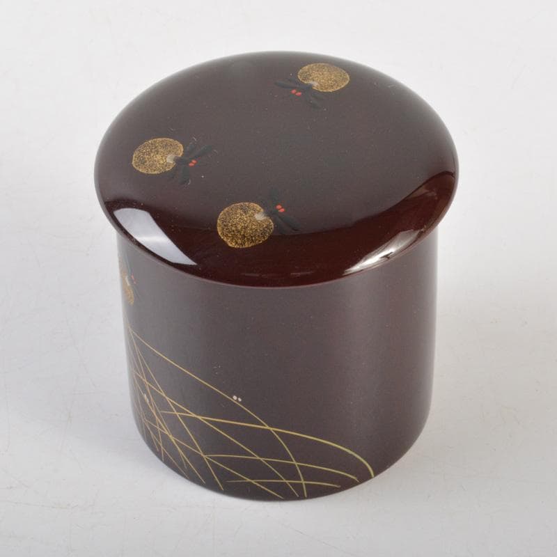 茶道具　塗師　牧田芳祥作　蛍蒔絵　金輪寺　茶器　共箱　V　6484