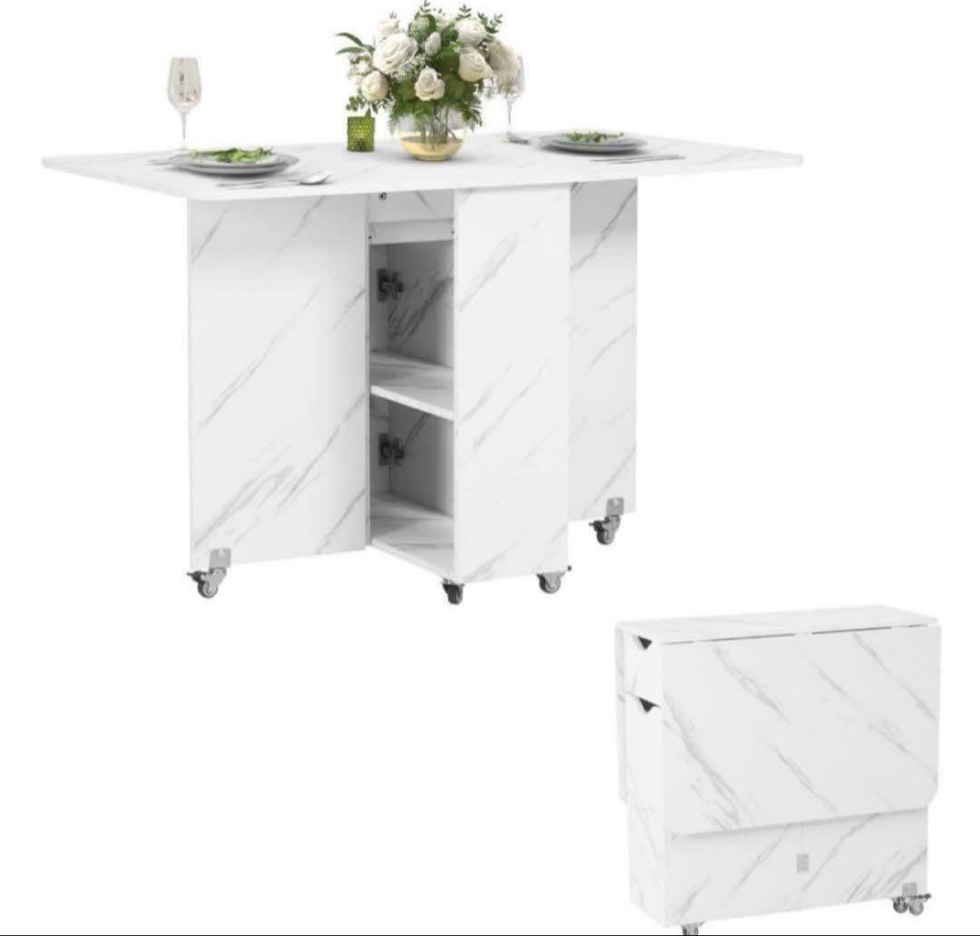 折りたたみダイニングテーブル 万能ドロップリーフダイニングテーブル ロック可能