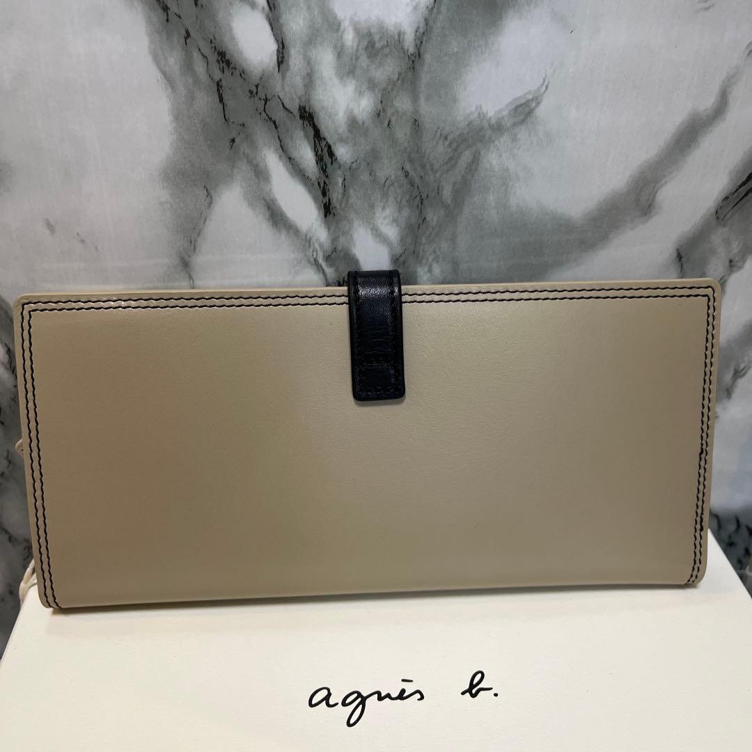 【新品未使用】agnès b. ベージュ 二つ折り財布　カードケース