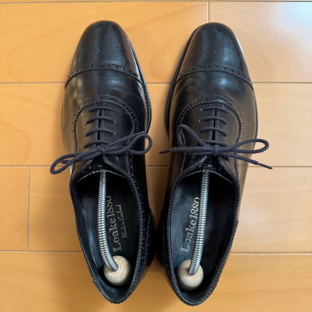 Loake 英国製 セミブローグ UK 7.5 黒 革靴