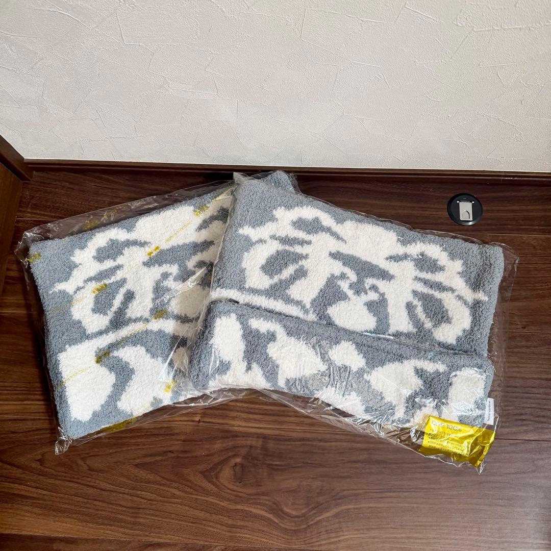 kashwere DAMASK クッションカバー シルバーブルー/クリーム2枚