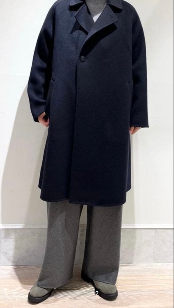 ギャルリーヴィー ウールカシミヤダブルフェイス オーバーコート ネイビー
