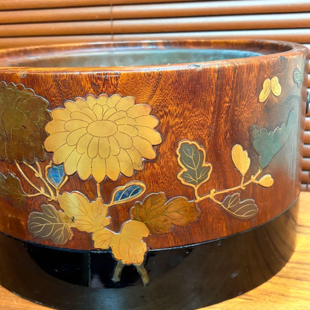 高級◎木製　高蒔絵　螺鈿　火鉢