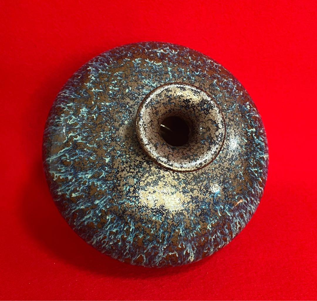 台灣 漢聲窯 林三江 丁丑年作 飾壺 花器 花入 陶器 台座付き