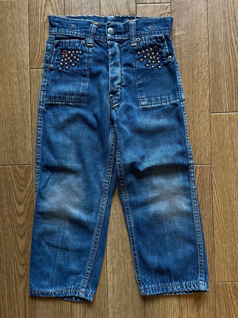 50s vintage デニム　ペインターパンツ　股リベ　大戦　キッズ　スタッズ