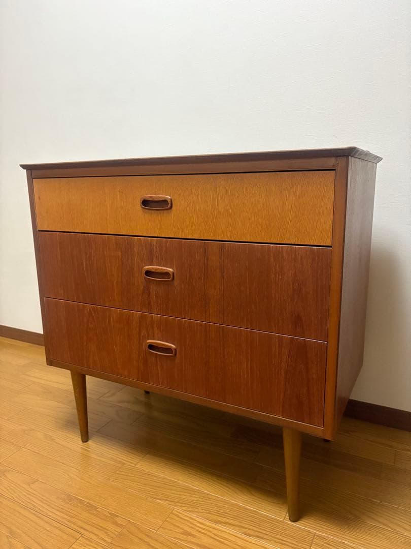 北欧 デンマーク ヴィンテージ チーク オーク 3段 チェスト