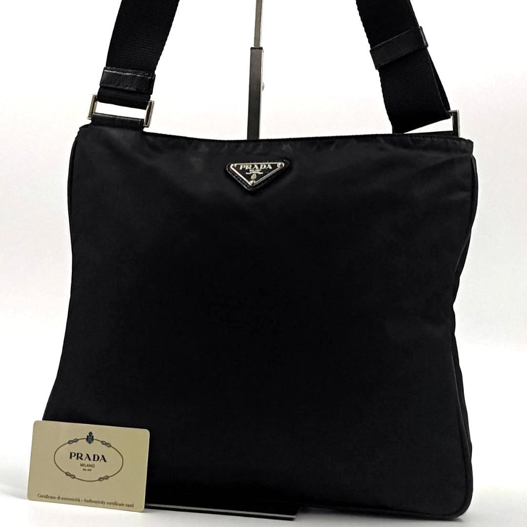 希少✨人気✨ギャラ付 プラダ　ショルダーバッグ　三角ロゴ　ナイロン　レザー　黒