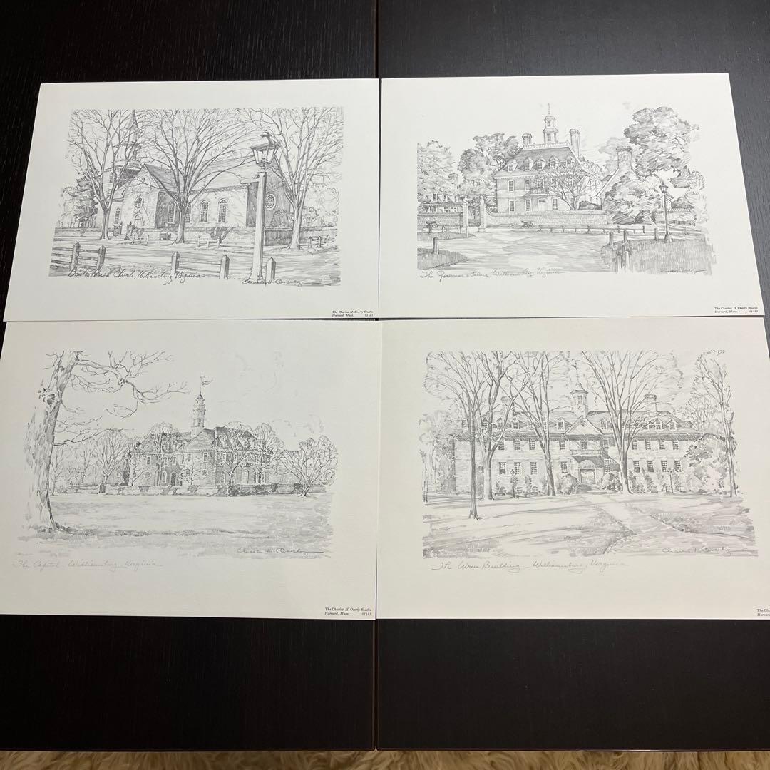 絵画 Four Sketches of Colonial Williamsburg