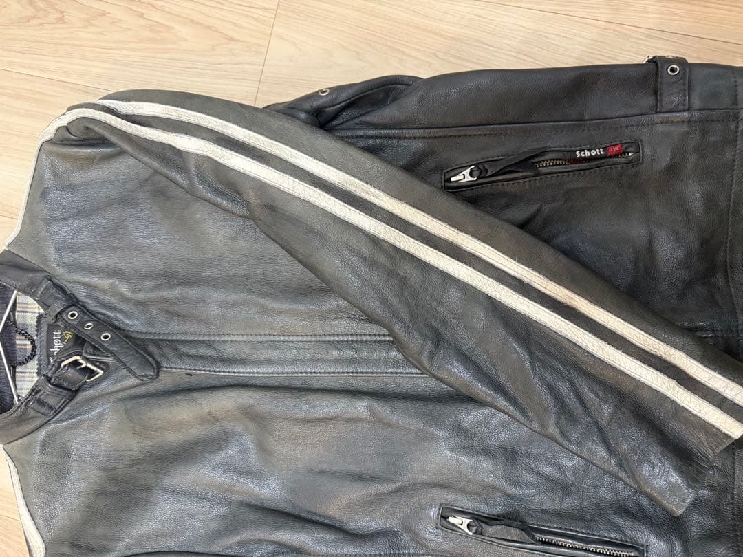 Schott ブラックレザーライダースジャケット Lサイズ