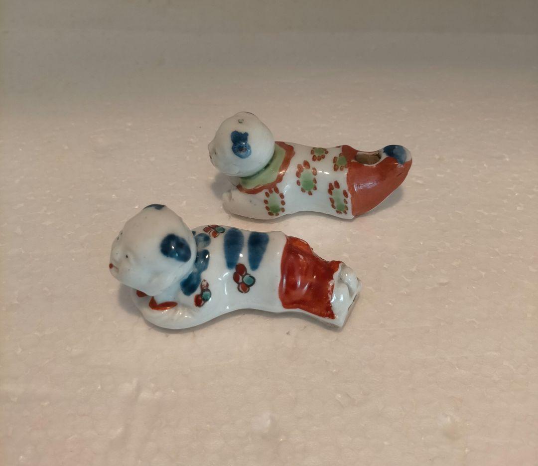 江戸時代　柿右衛門　唐子形笛　江戸時代中期の型1個、後期型1個　伊万里焼　有田焼