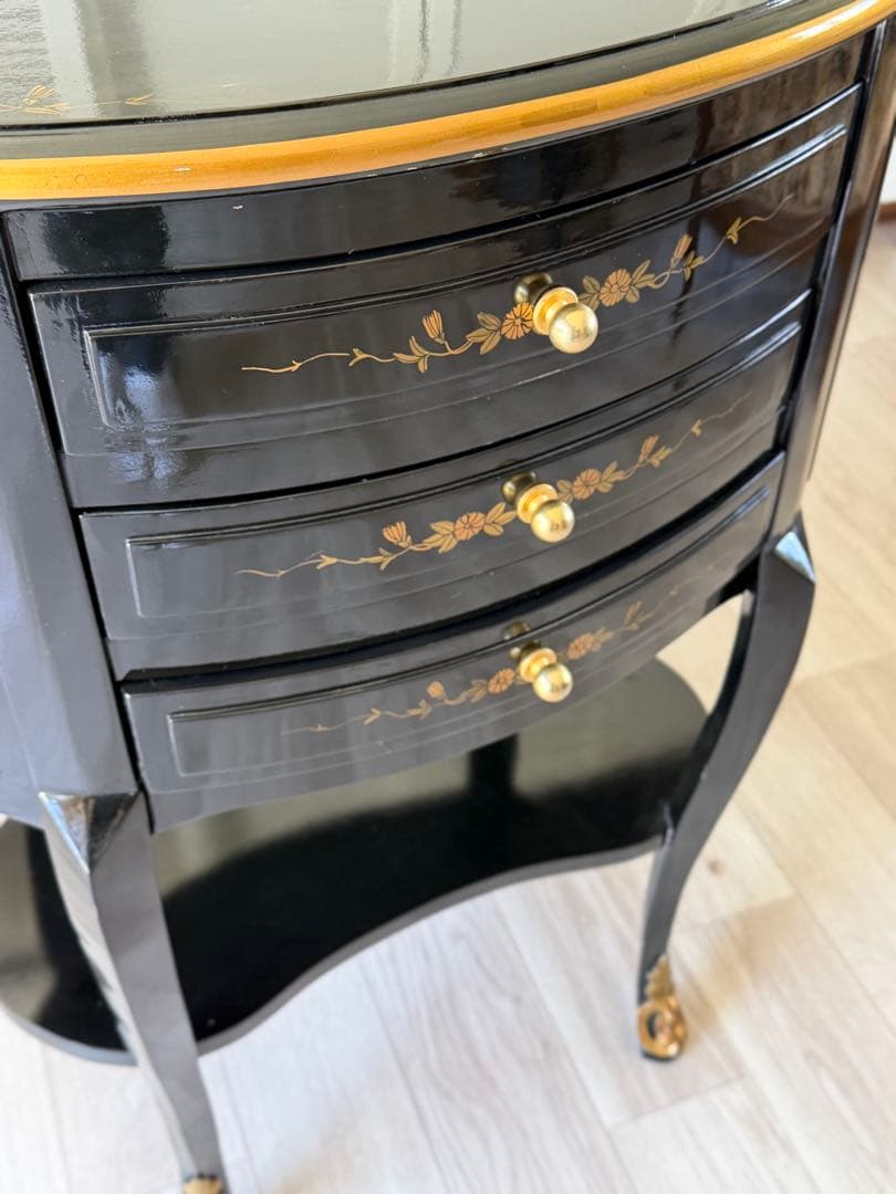 猫脚キャビネット アンティーク 3段引き出し 花台　電話台 レトロ