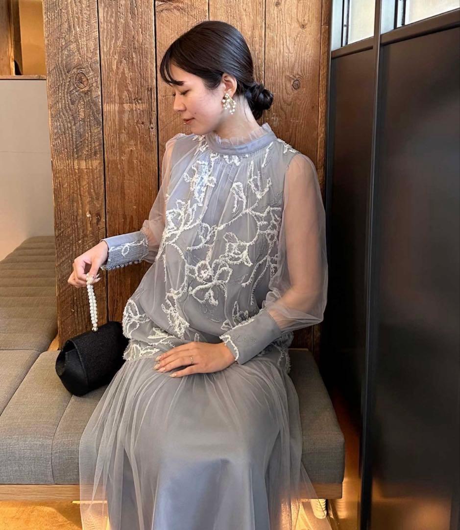 フェザーフラワーチュールドレス お呼ばれワンピース オケージョン妊婦 新品