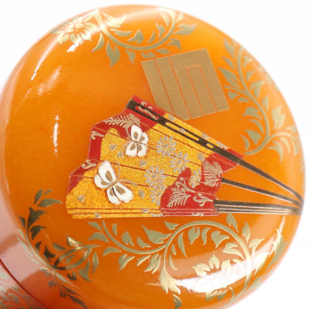 坂本康則作 琥珀製? 花の宴蒔絵 棗 茶道具 共箱共布　rC783　N4