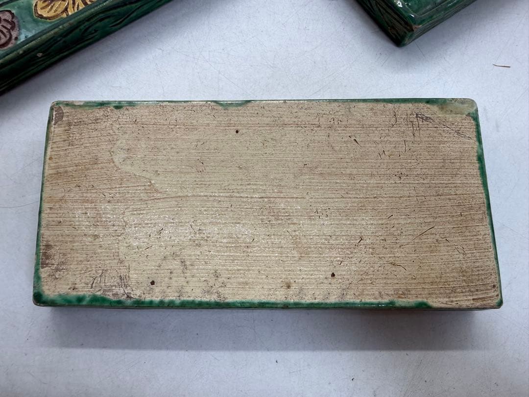 江戸時代　源内焼　角皿5点　三彩　アンティーク　送料込み251214