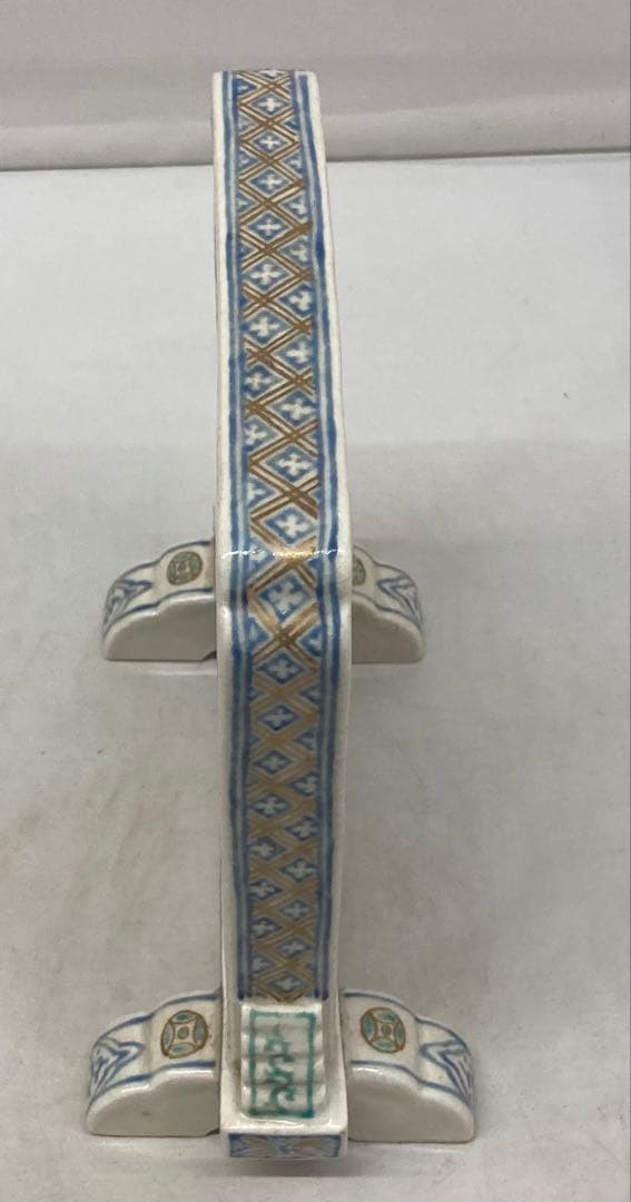 B441b「色絵山水・竹梅図硯屏」清水焼　京焼　文房具