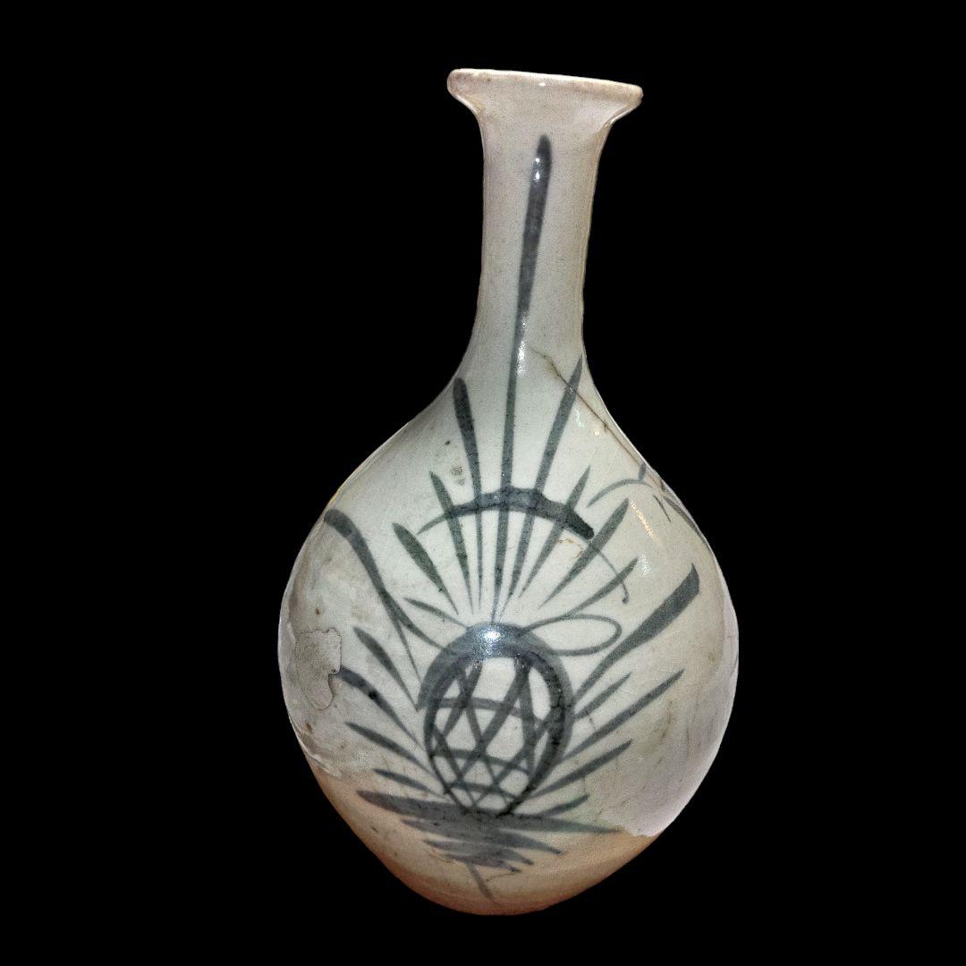 古伊万里　江戸時代　パイナップル文染付鶴首徳利