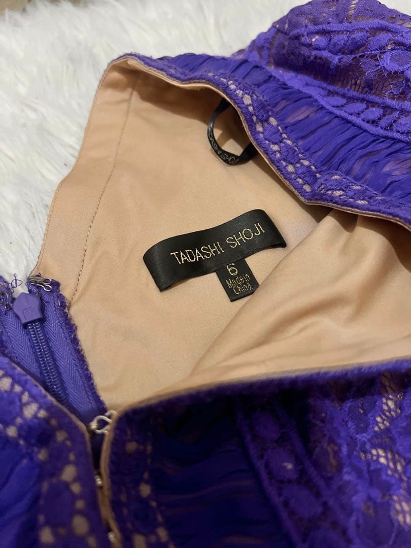 ※てんとう虫【TADASHI SHOJI】紫　レース　ロングドレス
