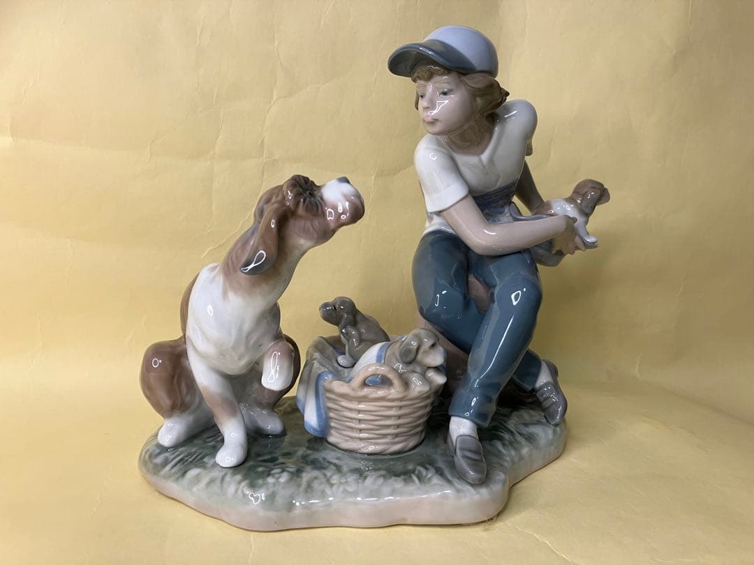 処分値下げ『1985年絶版レア品』リアドロ 犬と少年の陶器像（#5376）