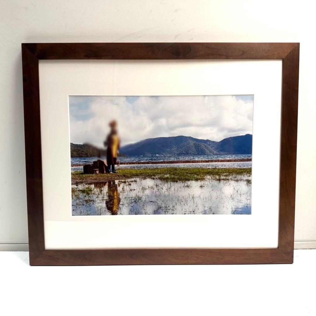 【在庫25】額 額縁 木製 焦茶 ダークブラウン 大きいサイズ アート 写真 e