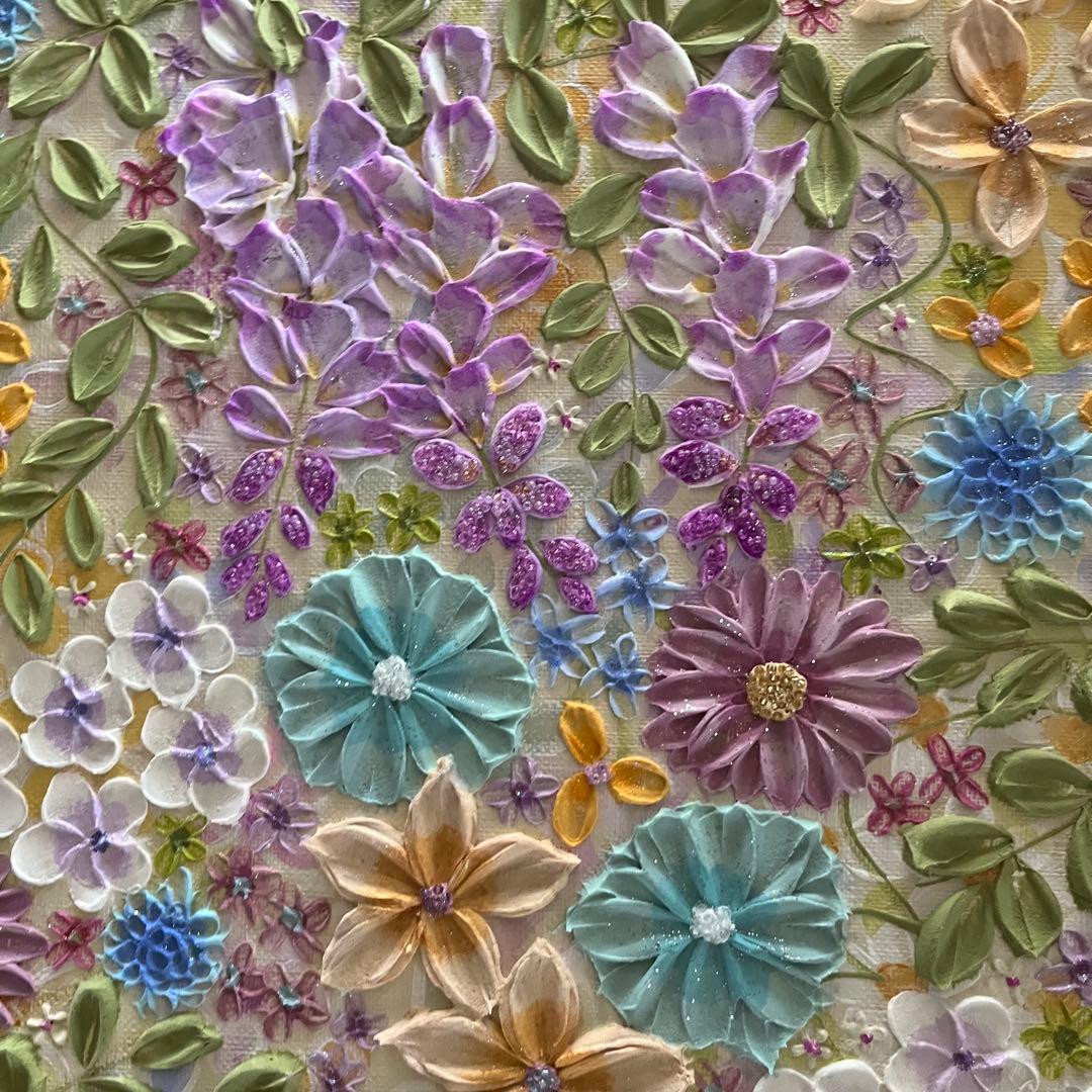 花柄　絵画 藤の花 藤 藤の絵 藤柄 テクスチャーアート ボタニカル