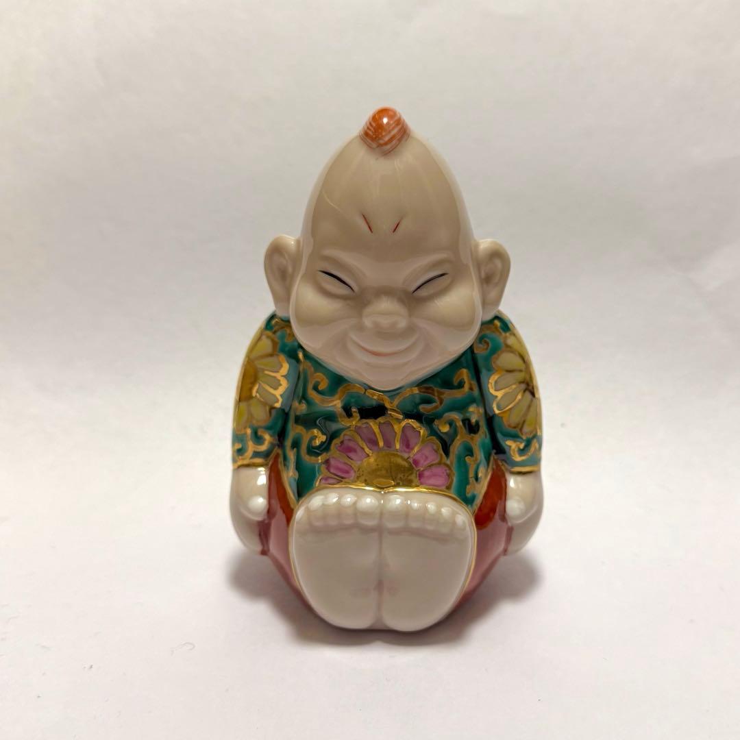 新品☆九谷焼 ビリケン 4号 唐草模様 福の神 幸運 開運 魔除け 良縁 縁起物