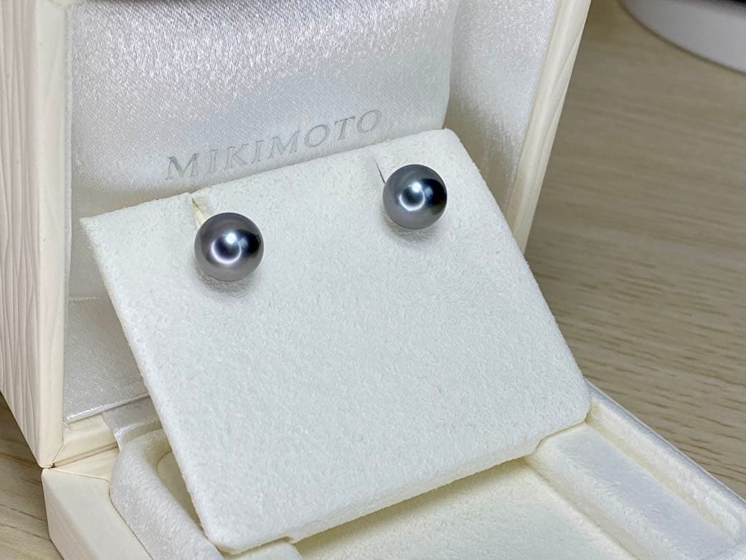 MIKIMOTO 黒蝶　ブラックパール　ピアス　10mm弱