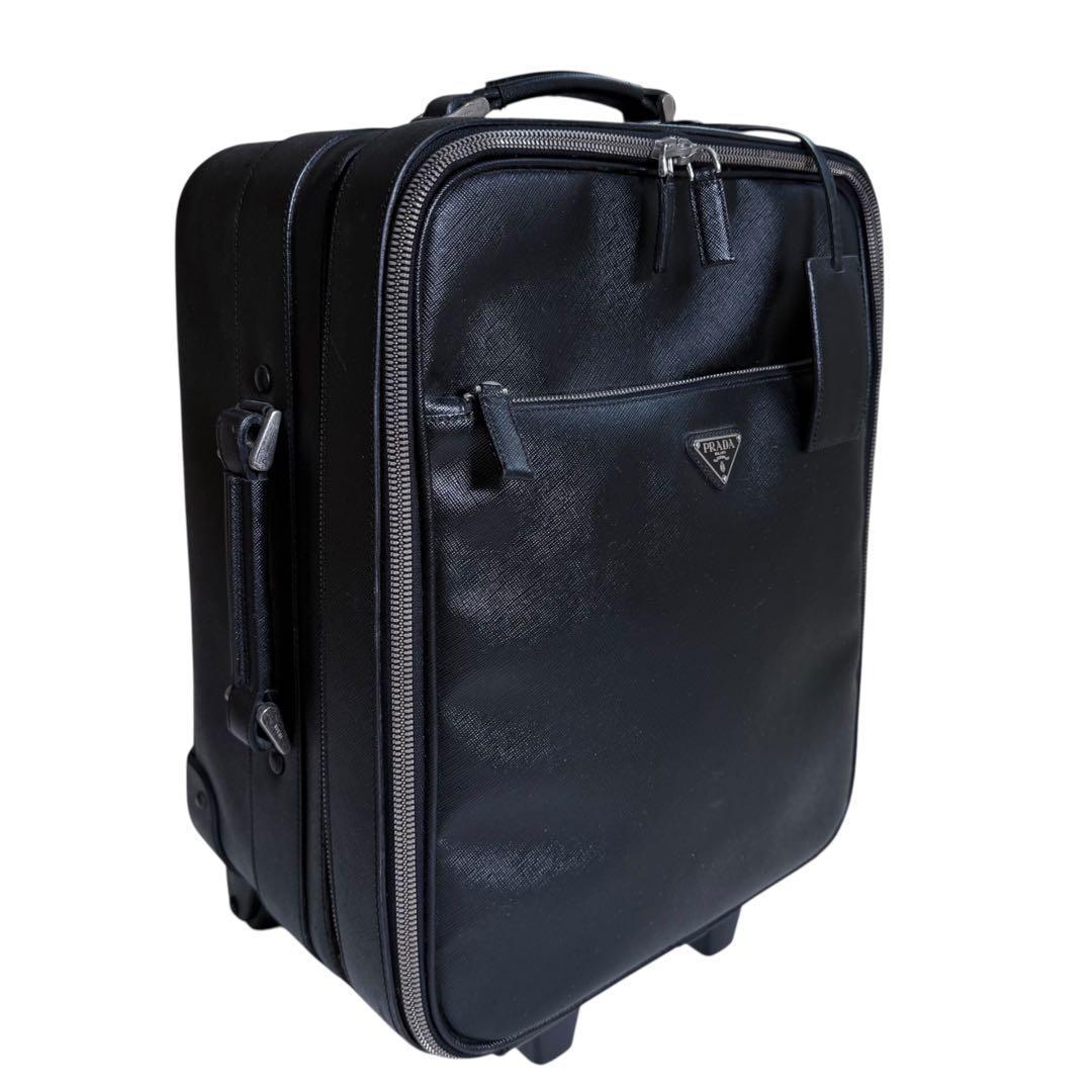 PRADA プラダ　サフィアーノレザー　三角ロゴ　スーツケース　旅行　トラベル