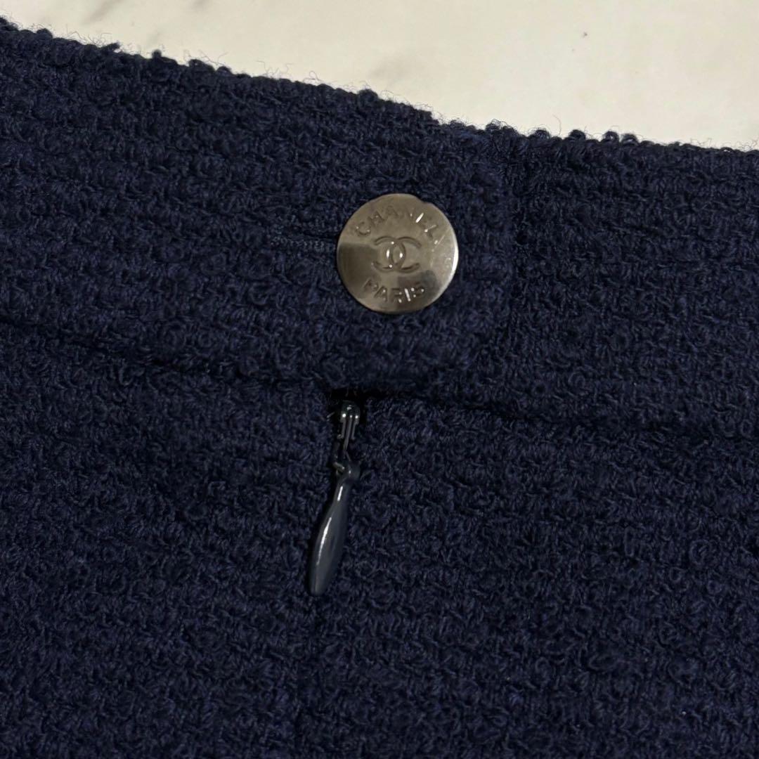【未使用 タグ付き】CHANEL ココマーク ツイード スカート ネイビー 40