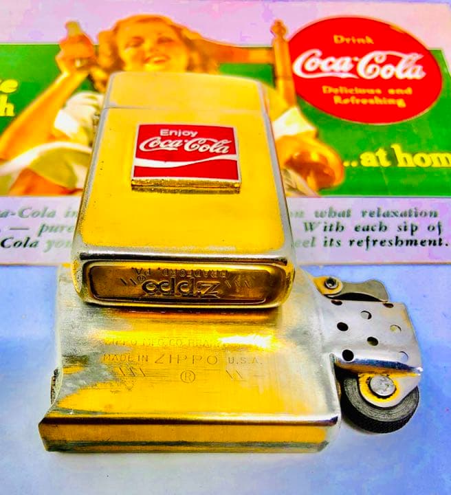 貴重★1985年★コカコーラ★enjoyエンジョイ★ゴールド金色★エナメル七宝製