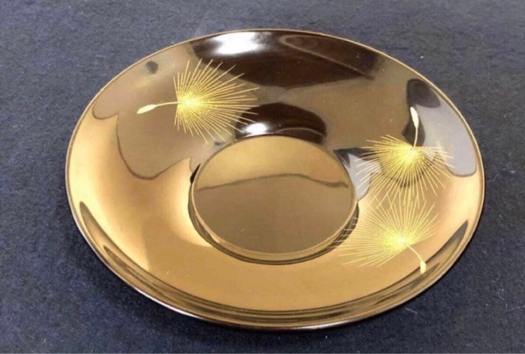 《レ》輪島塗 黒塗沈金飛花の図 茶托10客 小西啓介作 251030う2