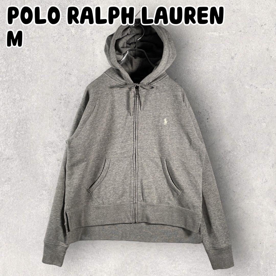 ポロラルフローレン ジップアップ スウェット フーディー パーカー M グレー