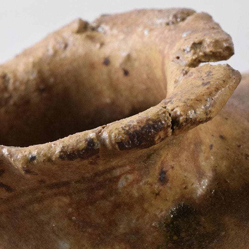 コロンビア渓谷焼　両志庵窯　大木宗完作　蹲（うづくまる）壷　共箱　V　R8721