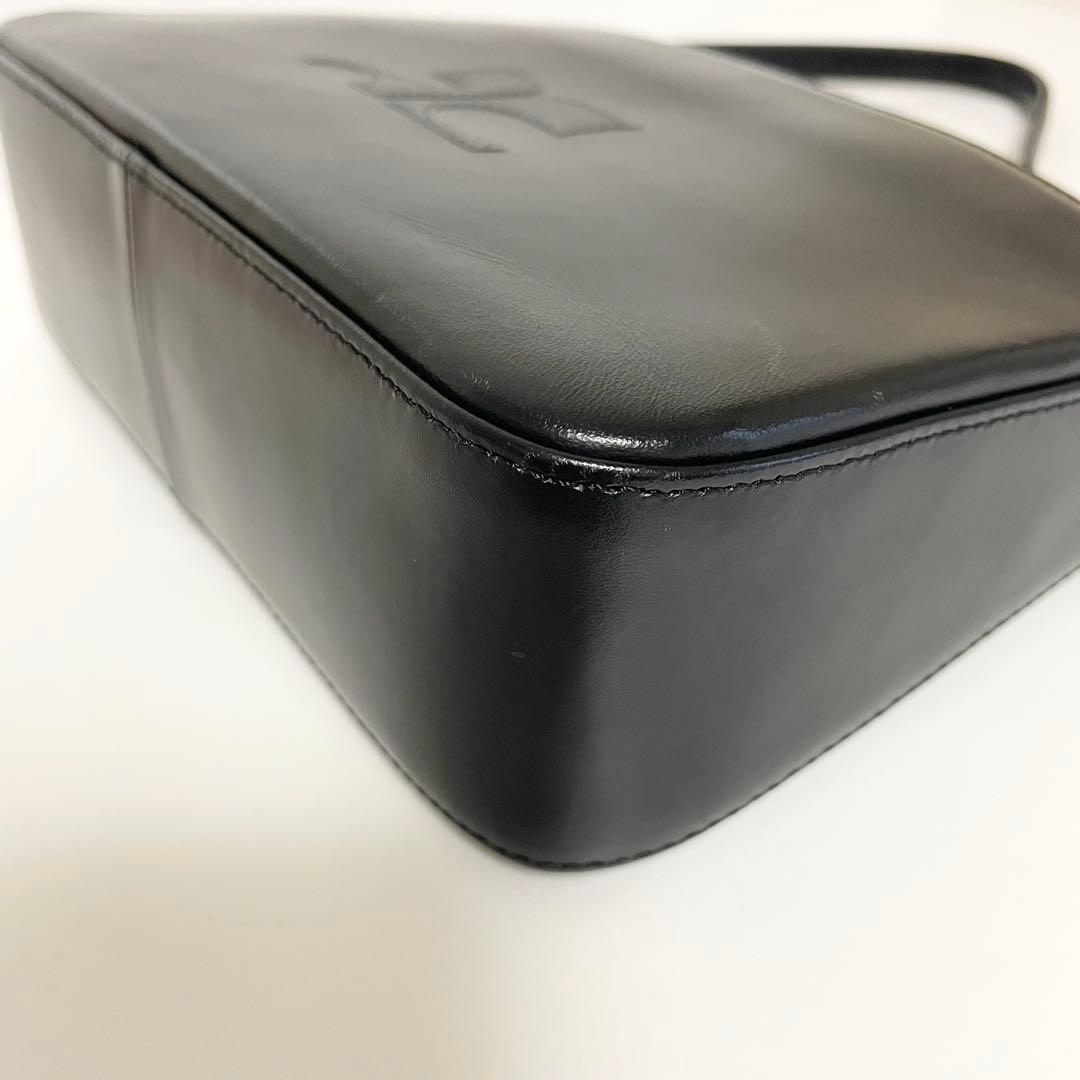 courreges クレージュ ロゴ ミニ ハンドバッグ ブラック レザー