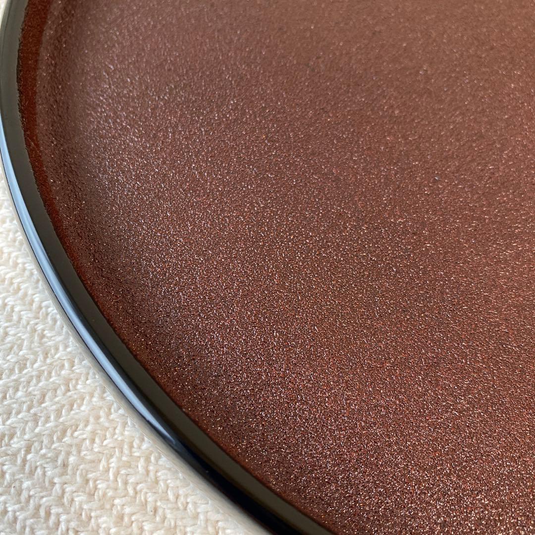 秋田 川連 高級漆器 黒えんじ色 尺乾漆 丸盆 伝統工芸品 匠漆 新品未使用